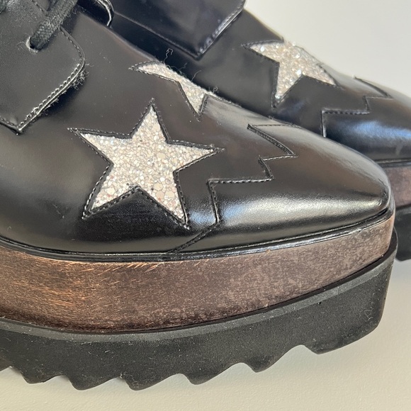 AUTH Stella McCartney Elyse black platform with glitter stars pattern - Picture 8 of 9